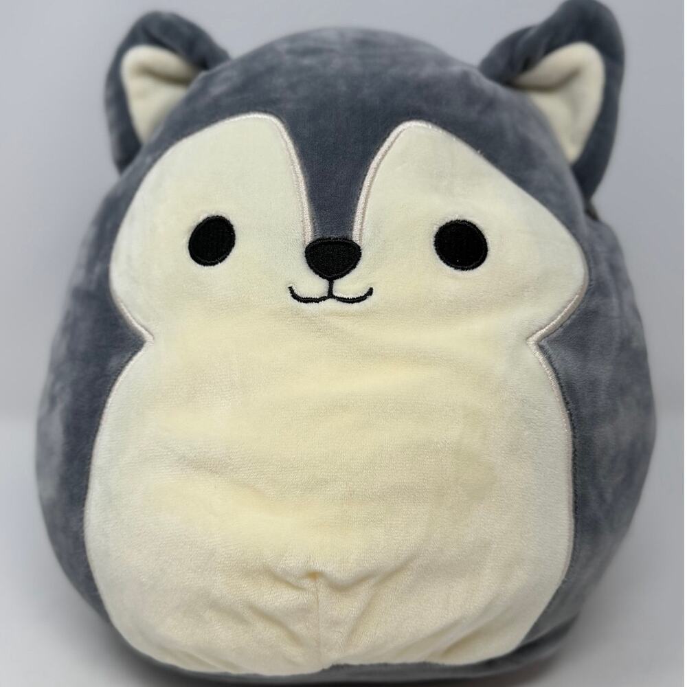 Kellytoy Squishmallow Plush Gray Cream Ryan the Husky from Dogs Squad 10" Tall